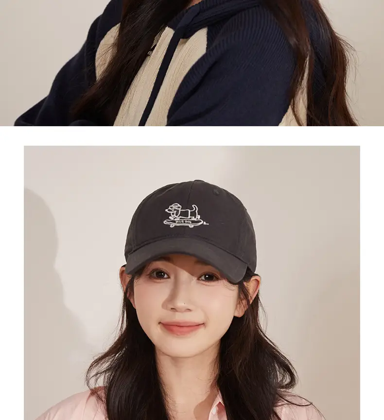 Navy Blue Skateboard Puppy Cap for Women — feature 7