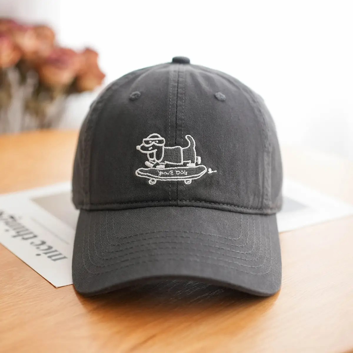 Navy Blue Skateboard Puppy Cap for Women - Image 6