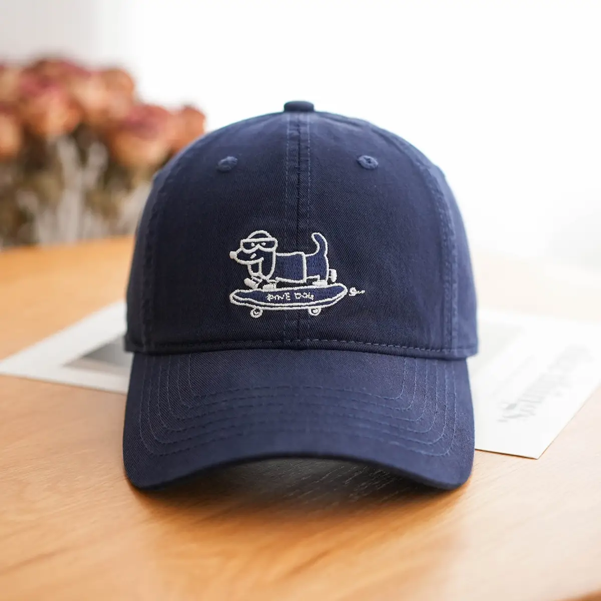 Navy Blue Skateboard Puppy Cap for Women - Image 7
