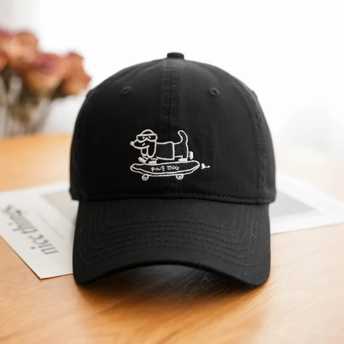 Navy Blue Skateboard Puppy Cap for Women - Image 8