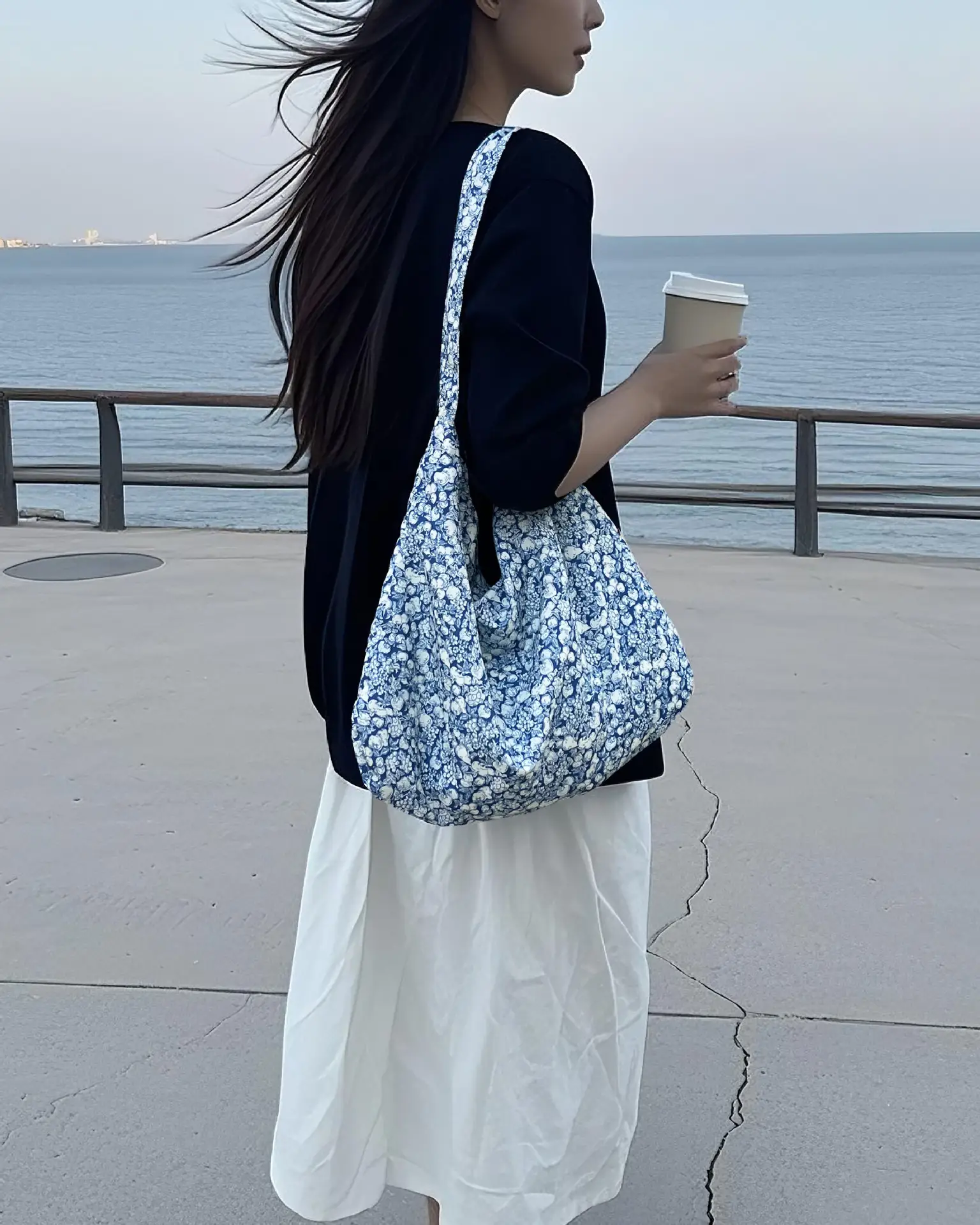 Same Floral Canvas Shoulder Bag Large Capacity Korean Niche — feature 14