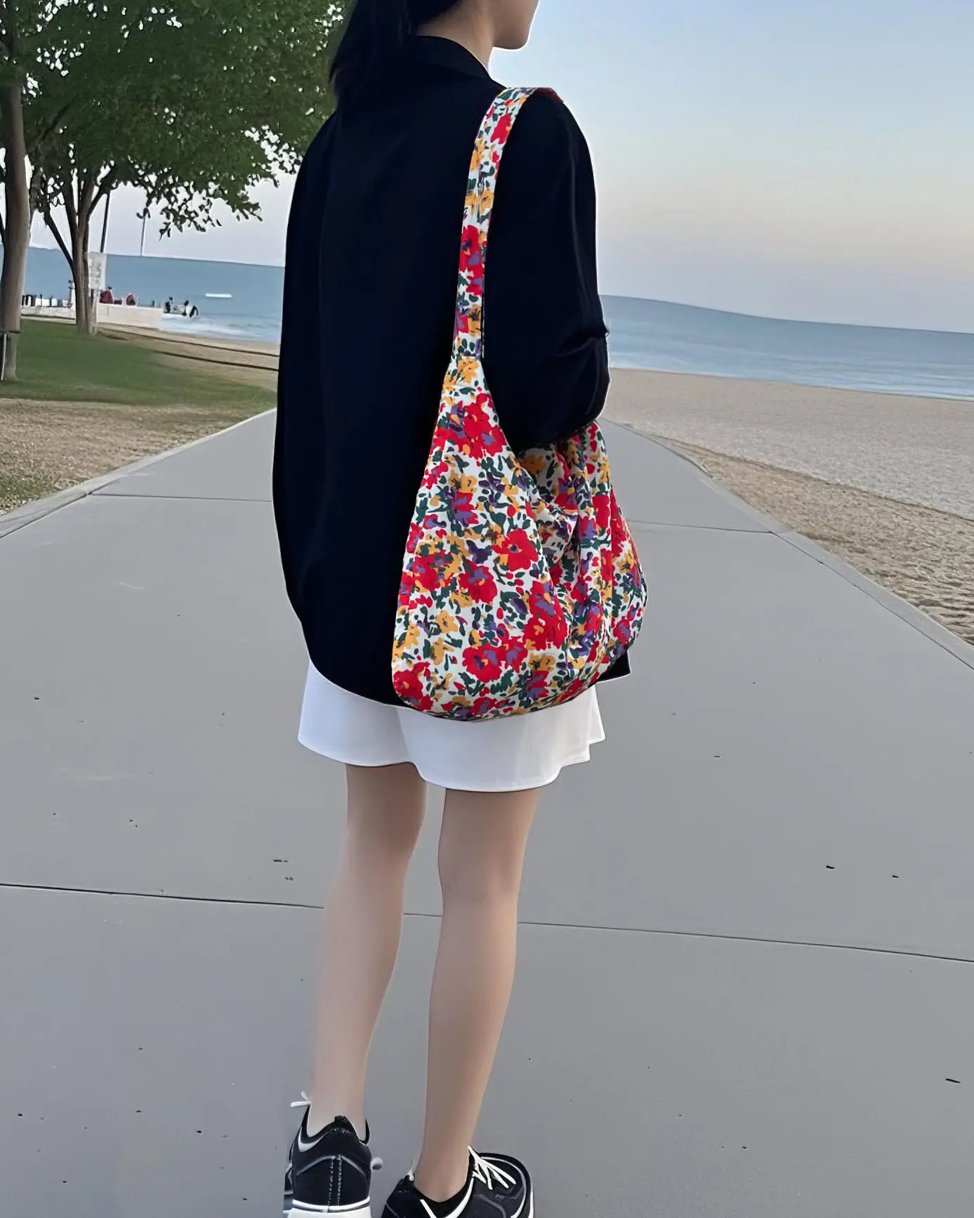 Same Floral Canvas Shoulder Bag Large Capacity Korean Niche — feature 15