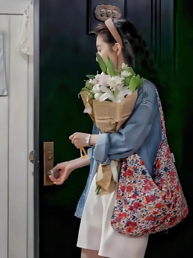 Same Floral Canvas Shoulder Bag Large Capacity Korean Niche — feature 18