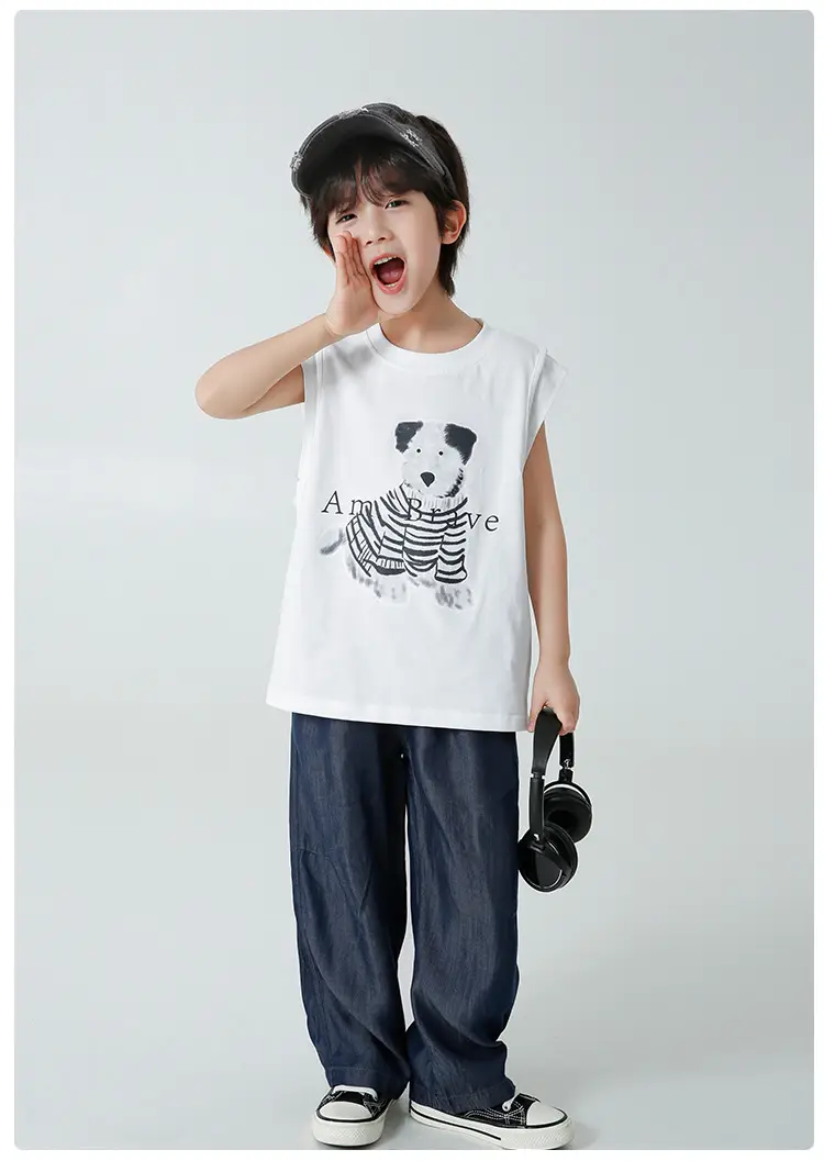 Haima's 2026 Boys Pure Cotton Printed Sleeveless Vest T-Shirt — feature 11