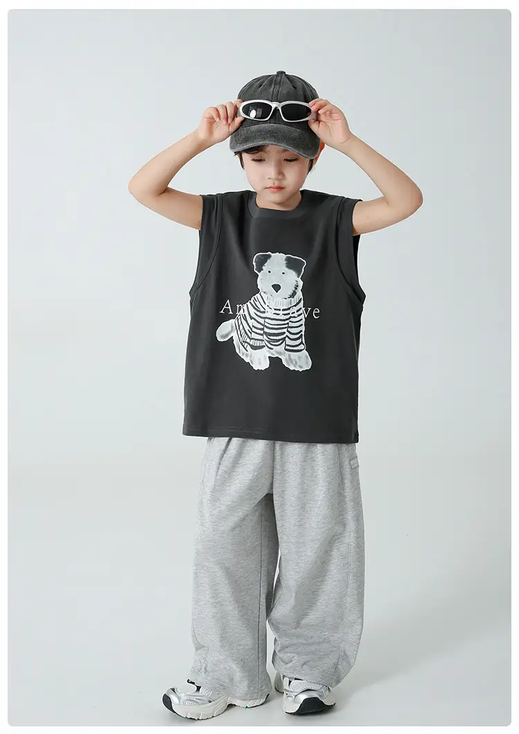 Haima's 2026 Boys Pure Cotton Printed Sleeveless Vest T-Shirt — feature 12
