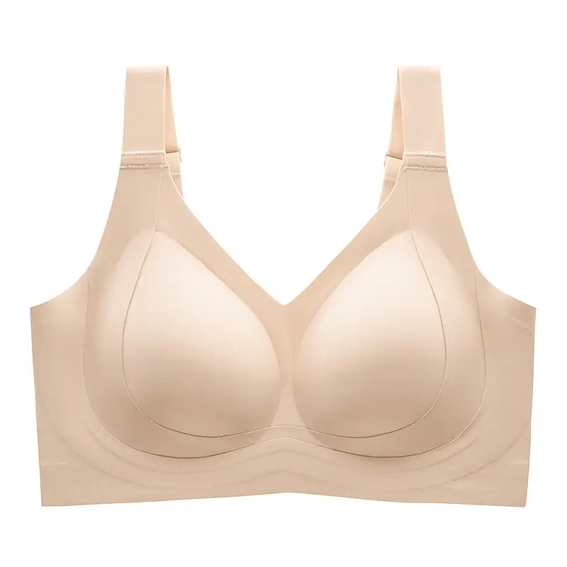 Thin plus size Large Cup Underwear Large Chest Small No Steel Ring Anti-sagging Women's Gather-up Traceless Adjustable Bra