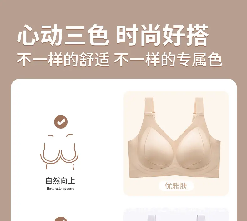 Thin plus size Large Cup Underwear Large Chest Small No Steel Ring Anti-sagging Women's Gather-up Traceless Adjustable Bra — feature 22
