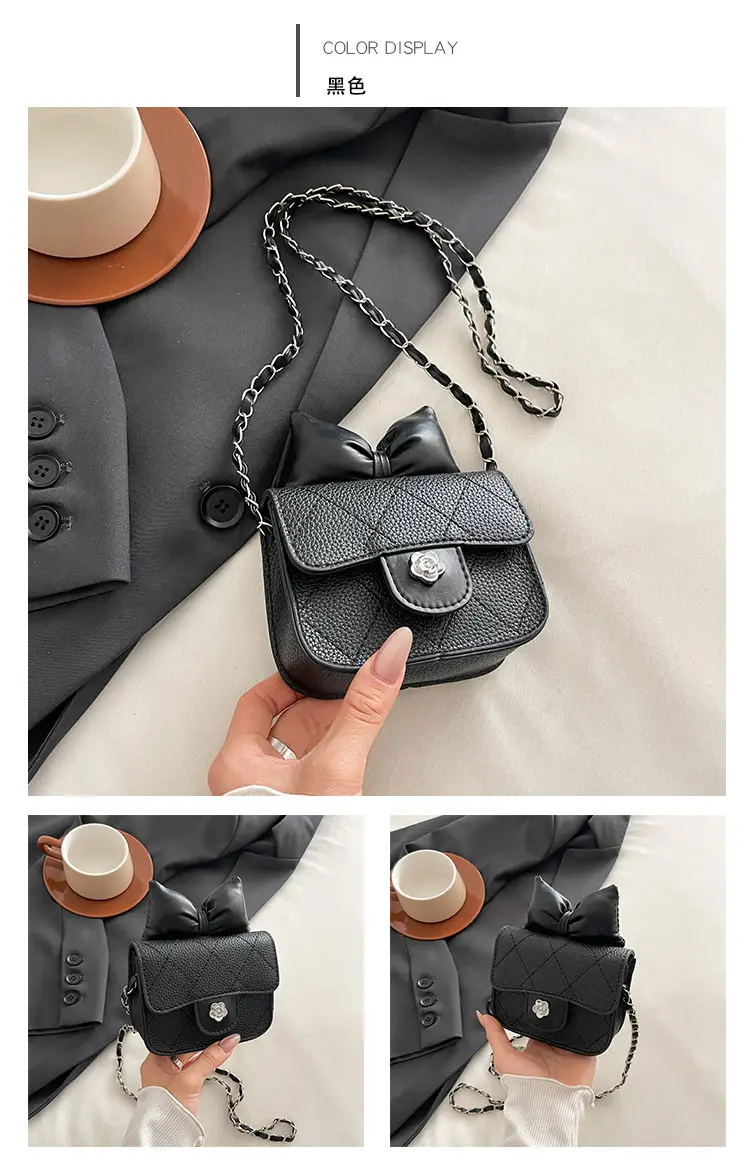 2025 Girls Bow Crossbody Bag Black Embroidered — feature 13