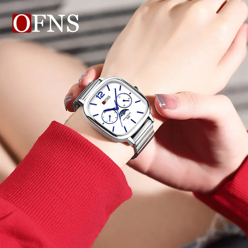 Men's Square Watch Moon Phase Analog Quartz Waterproof - Image 15