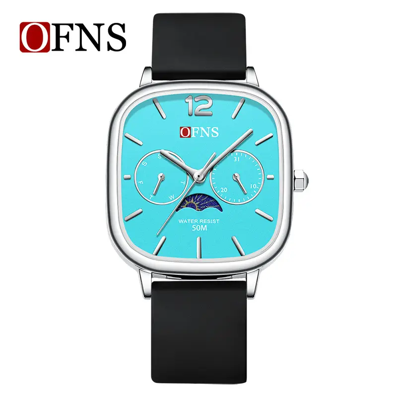 Men's Square Watch Moon Phase Analog Quartz Waterproof - Image 6