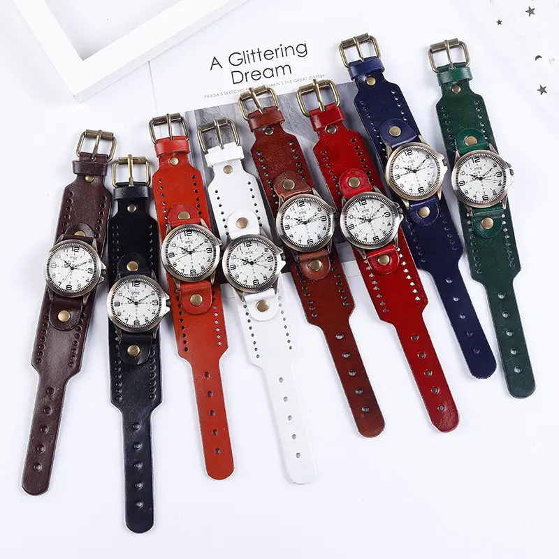 European & American Retro Cowhide Digital Scale Men's Watches Multiple Colors - Image 11
