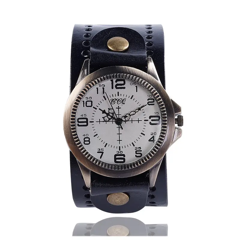 European & American Retro Cowhide Digital Scale Men's Watches Multiple Colors - Image 2