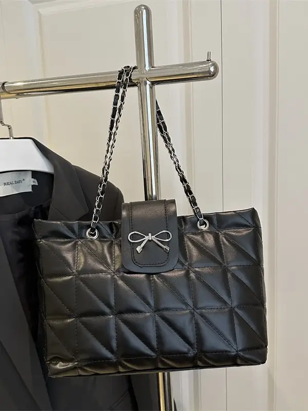 Brown Quilted Chain Tote Bag Large Capacity 2026