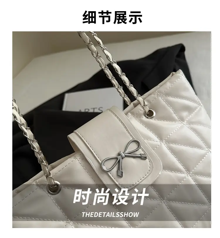Brown Quilted Chain Tote Bag Large Capacity 2026 — feature 2