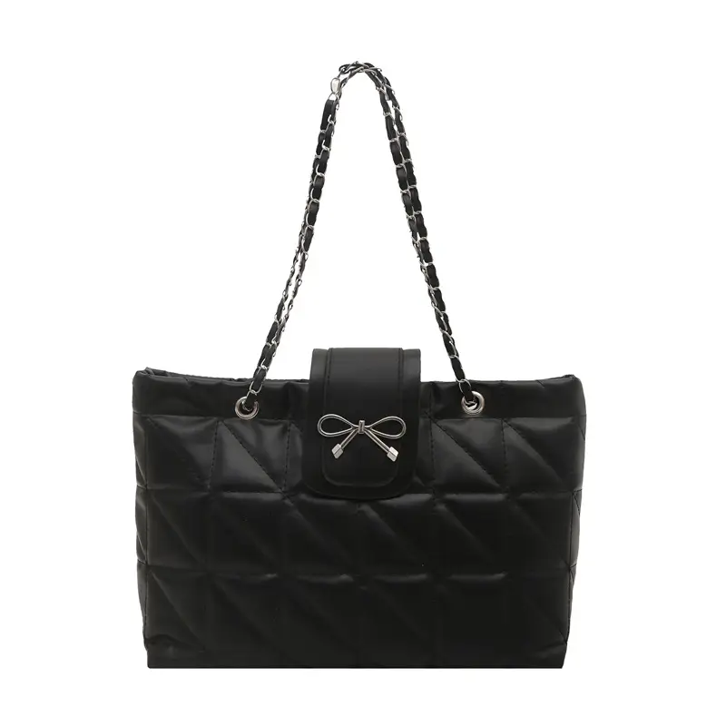 Brown Quilted Chain Tote Bag Large Capacity 2026