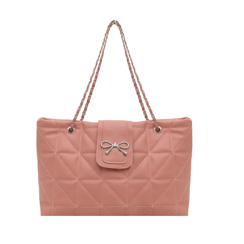 Brown Quilted Chain Tote Bag Large Capacity 2026