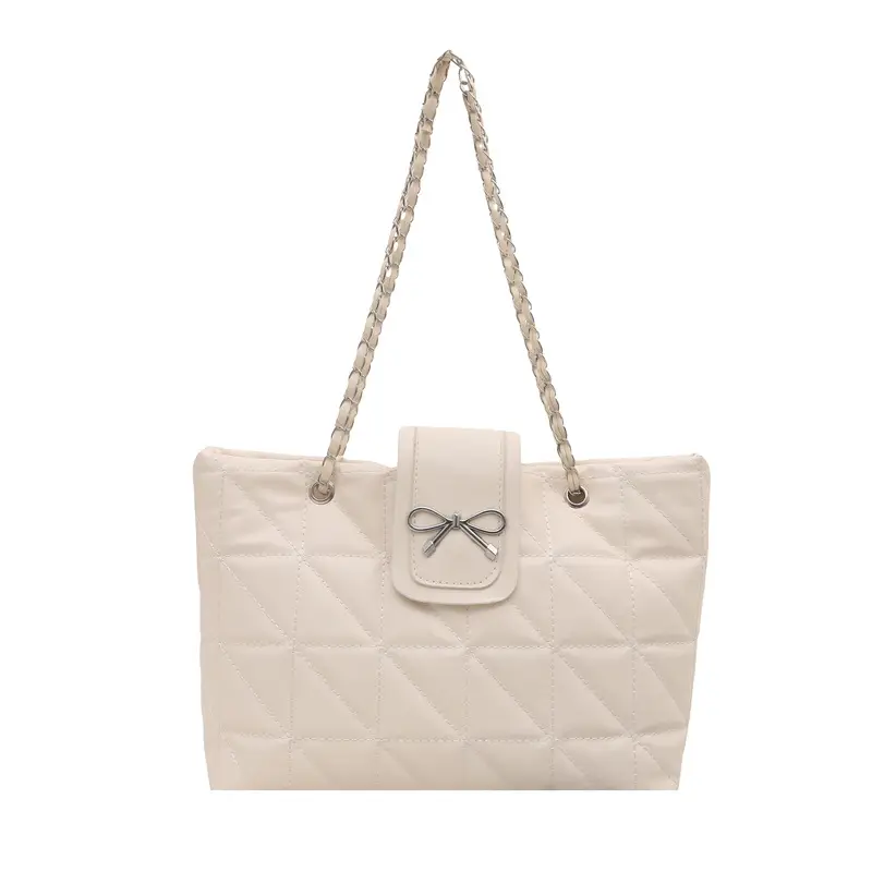 Brown Quilted Chain Tote Bag Large Capacity 2026