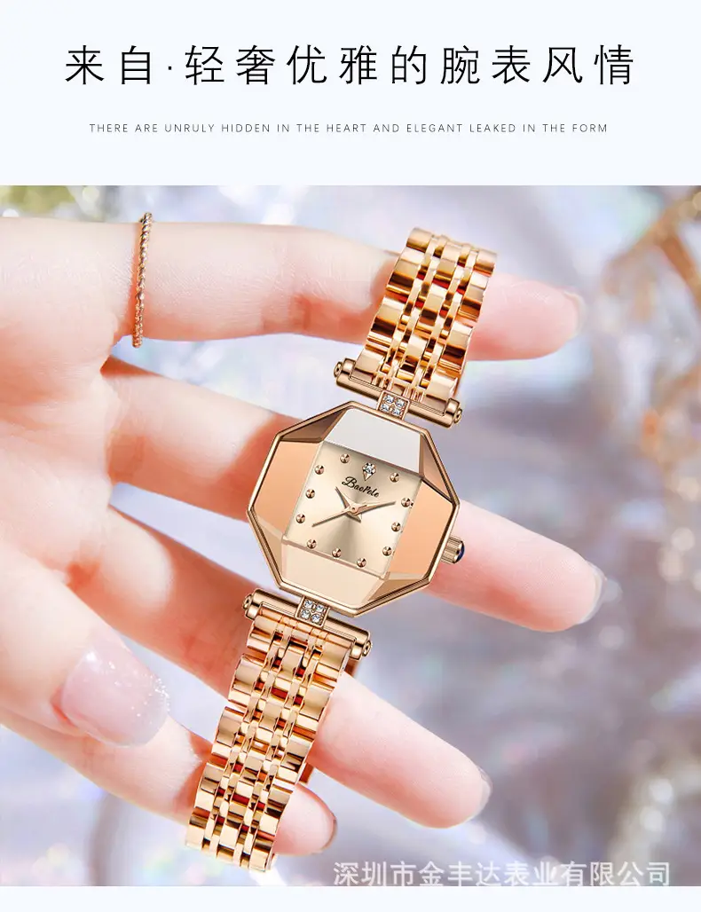 Baopele Women's Rose Gold Analog Crown Watch — feature 7