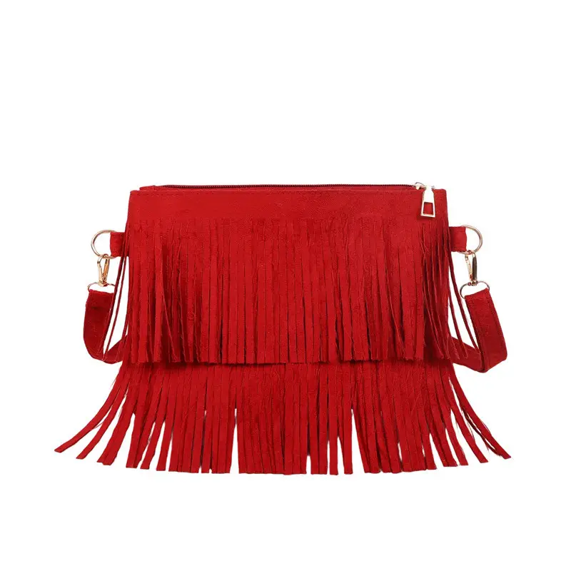 Frosted Tassel Crossbody Bag Yellow Summer - Image 9