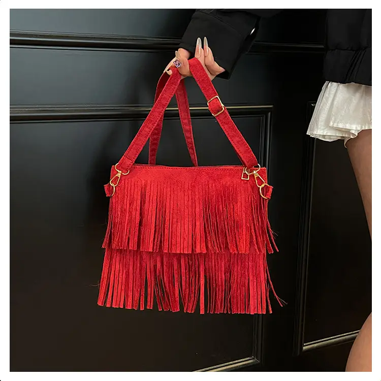 Frosted Tassel Crossbody Bag Yellow Summer — feature 14