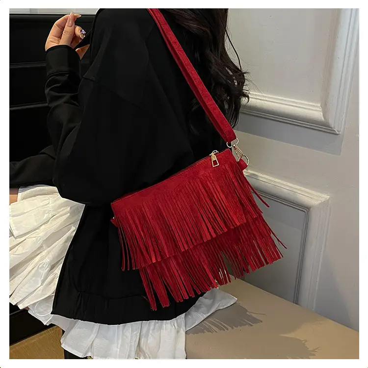 Frosted Tassel Crossbody Bag Yellow Summer — feature 16