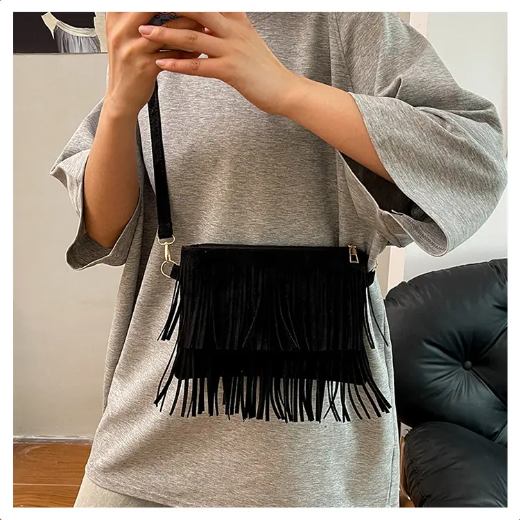 Frosted Tassel Crossbody Bag Yellow Summer — feature 20