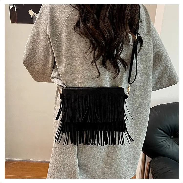 Frosted Tassel Crossbody Bag Yellow Summer — feature 21