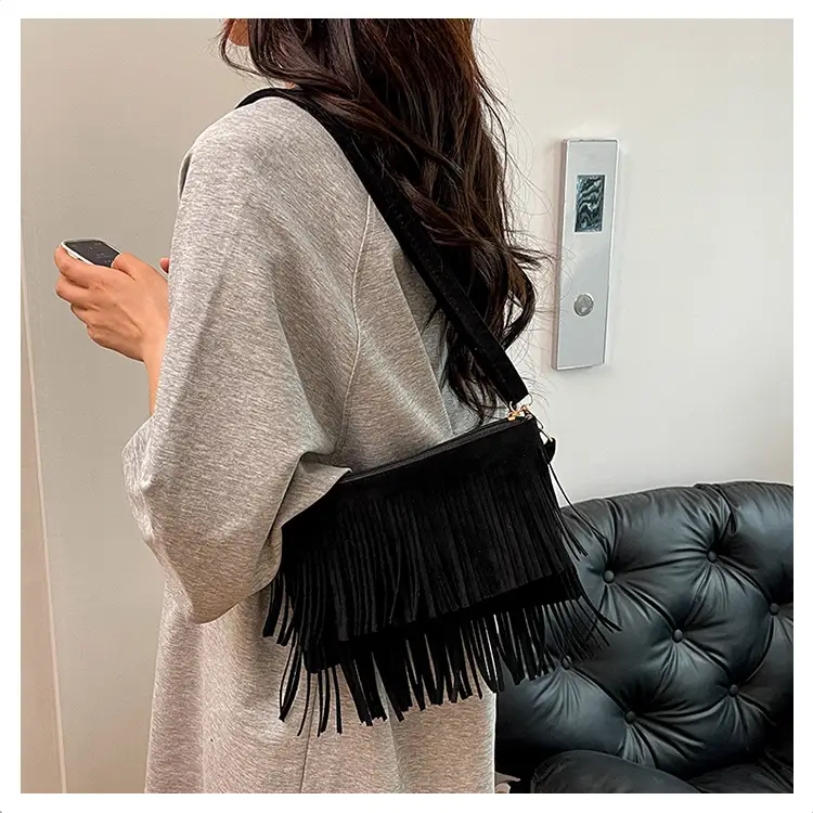 Frosted Tassel Crossbody Bag Yellow Summer — feature 22