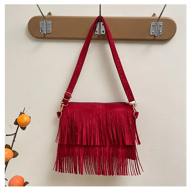Frosted Tassel Crossbody Bag Yellow Summer — feature 26