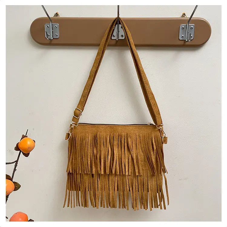 Frosted Tassel Crossbody Bag Yellow Summer — feature 27