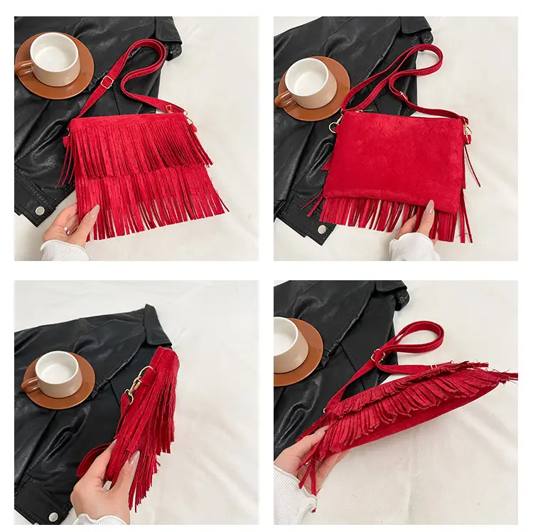 Frosted Tassel Crossbody Bag Yellow Summer — feature 9