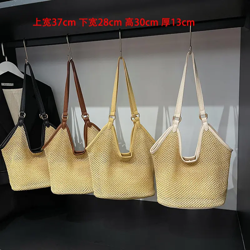 Woven Straw Shoulder Bag Gold 2025 Summer - Image 6