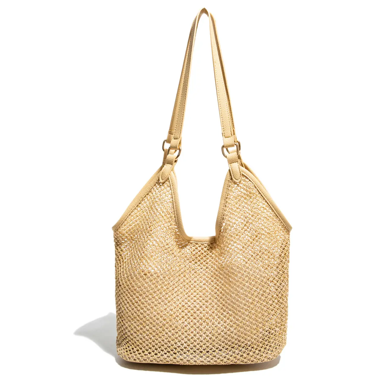 Woven Straw Shoulder Bag Gold 2025 Summer - Image 3