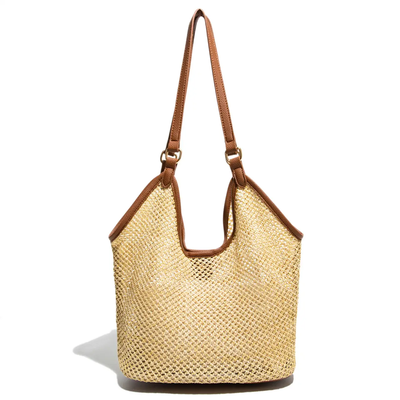 Woven Straw Shoulder Bag Gold 2025 Summer - Image 4