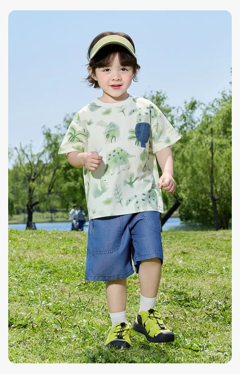Baby Boys Green Dinosaur T-Shirt Denim Shorts 360° — feature 18