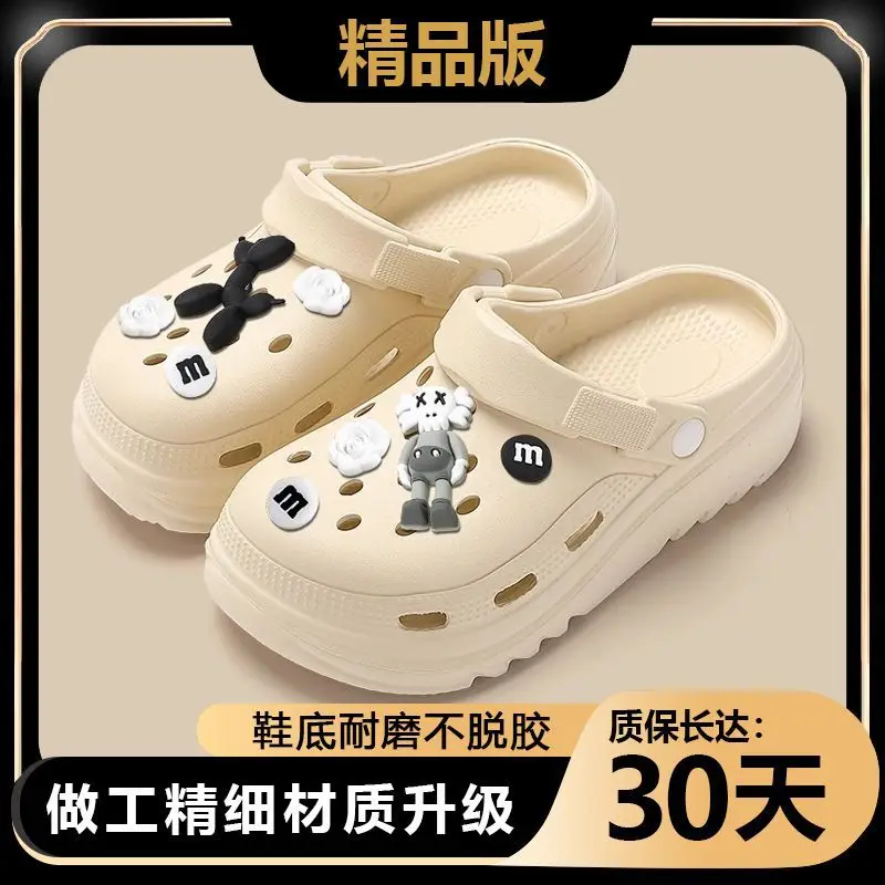 2024 Croc Shoes Women's Thick-Soled Sandals Outerwear Non-Slip Toe Slippers Women's Beach Shoes Summer New Pregnant Women - Image 11