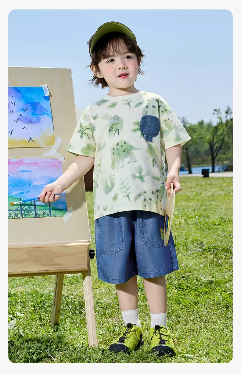 Right European Boys' Short Sleeve T-Shirt Denim Shorts Set — feature 17