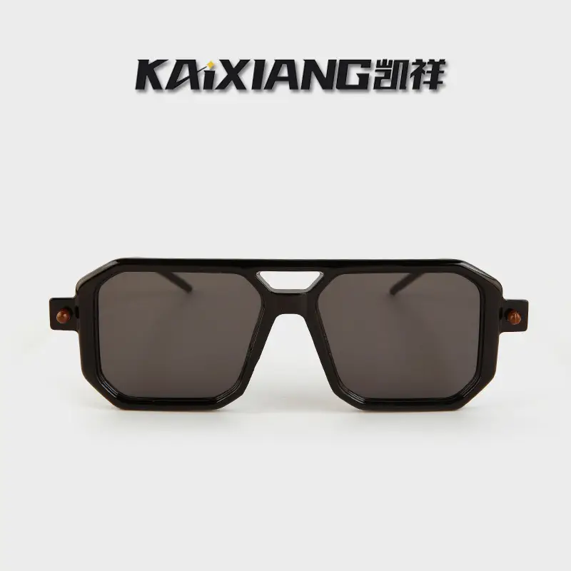Double-Bridge Sunglasses Black Orange UV Protection - Image 14