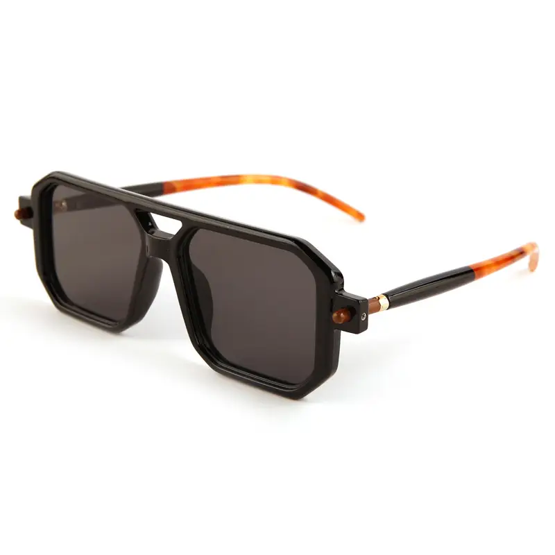 Double-Bridge Sunglasses Black Orange UV Protection - Image 15