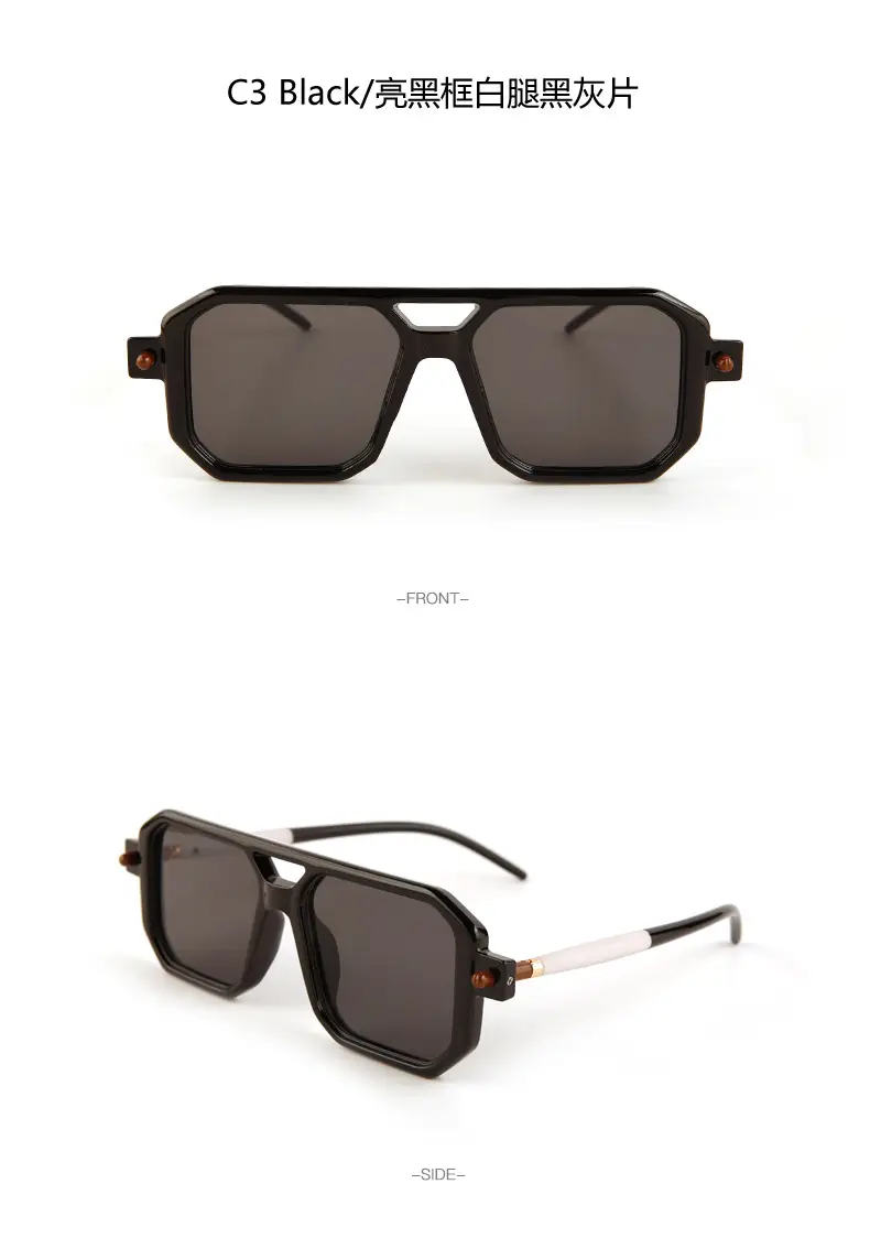 Double-Bridge Sunglasses Black Orange UV Protection — feature 12