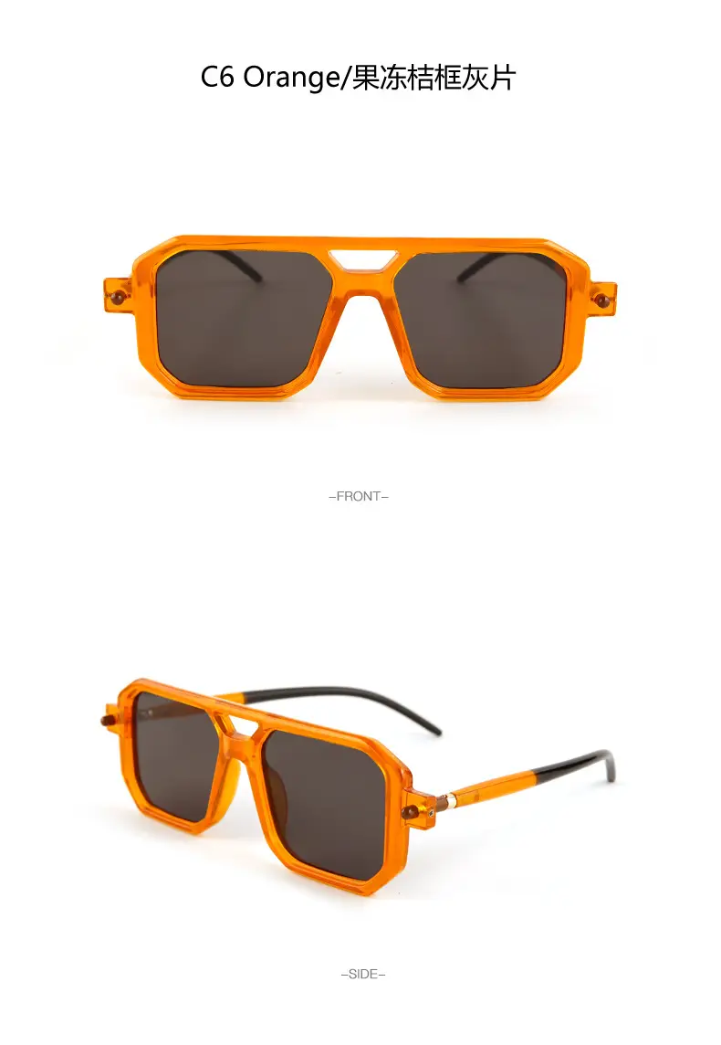 Double-Bridge Sunglasses Black Orange UV Protection — feature 15
