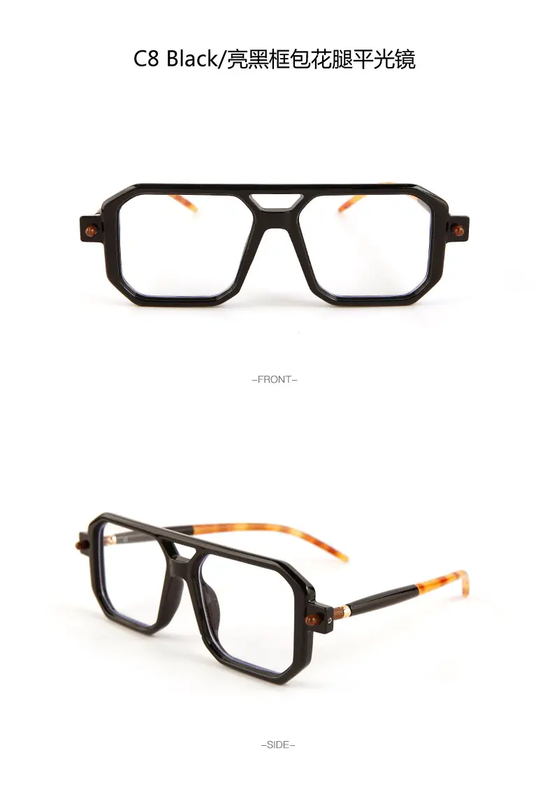Double-Bridge Sunglasses Black Orange UV Protection — feature 17