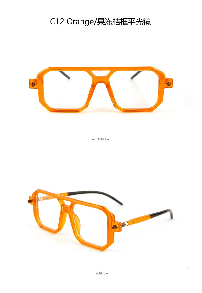 Double-Bridge Sunglasses Black Orange UV Protection — feature 21