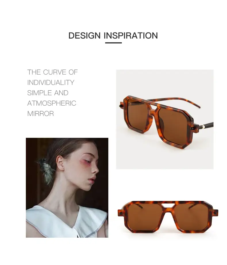 Double-Bridge Sunglasses Black Orange UV Protection — feature 3