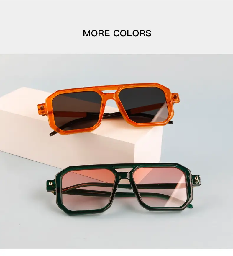 Double-Bridge Sunglasses Black Orange UV Protection — feature 4