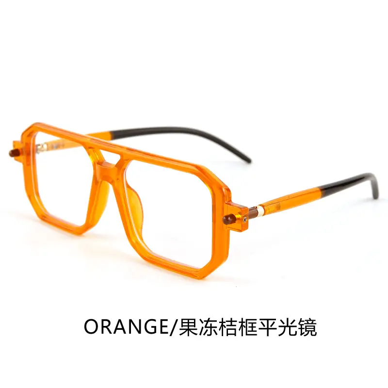 Double-Bridge Sunglasses Black Orange UV Protection - Image 11