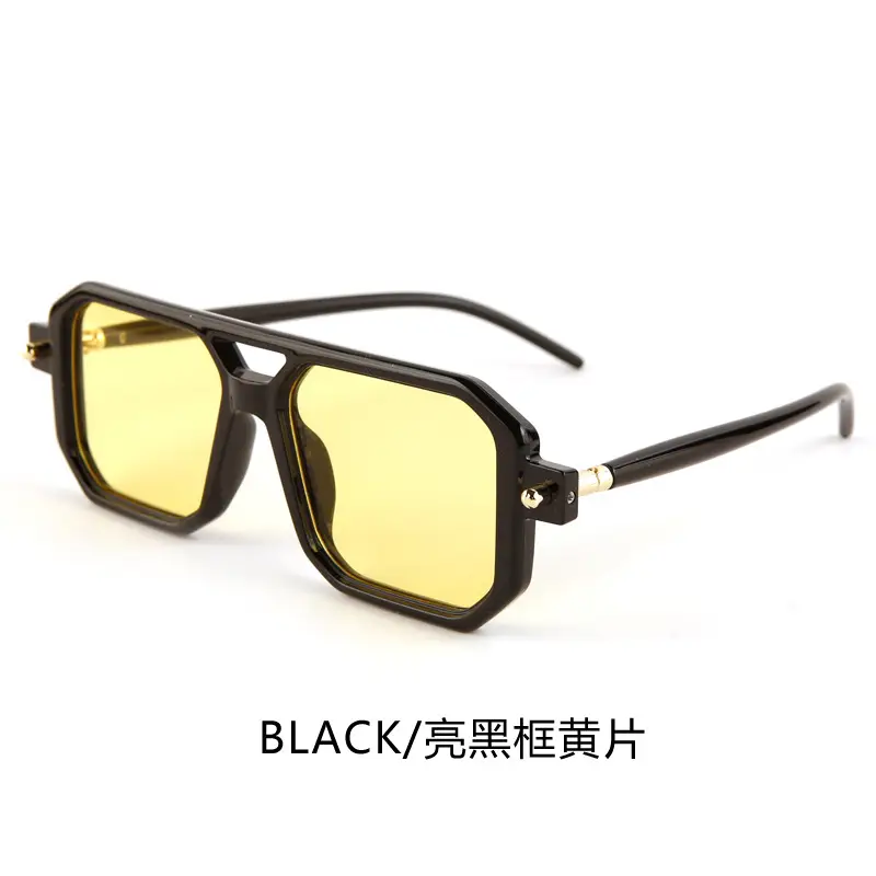 Double-Bridge Sunglasses Black Orange UV Protection - Image 2