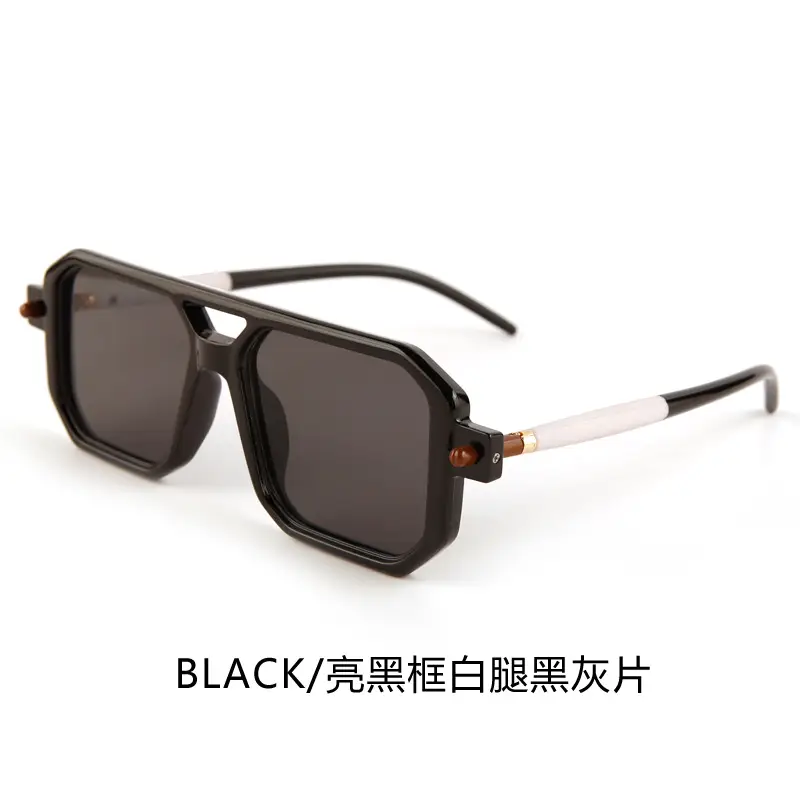 Double-Bridge Sunglasses Black Orange UV Protection - Image 3