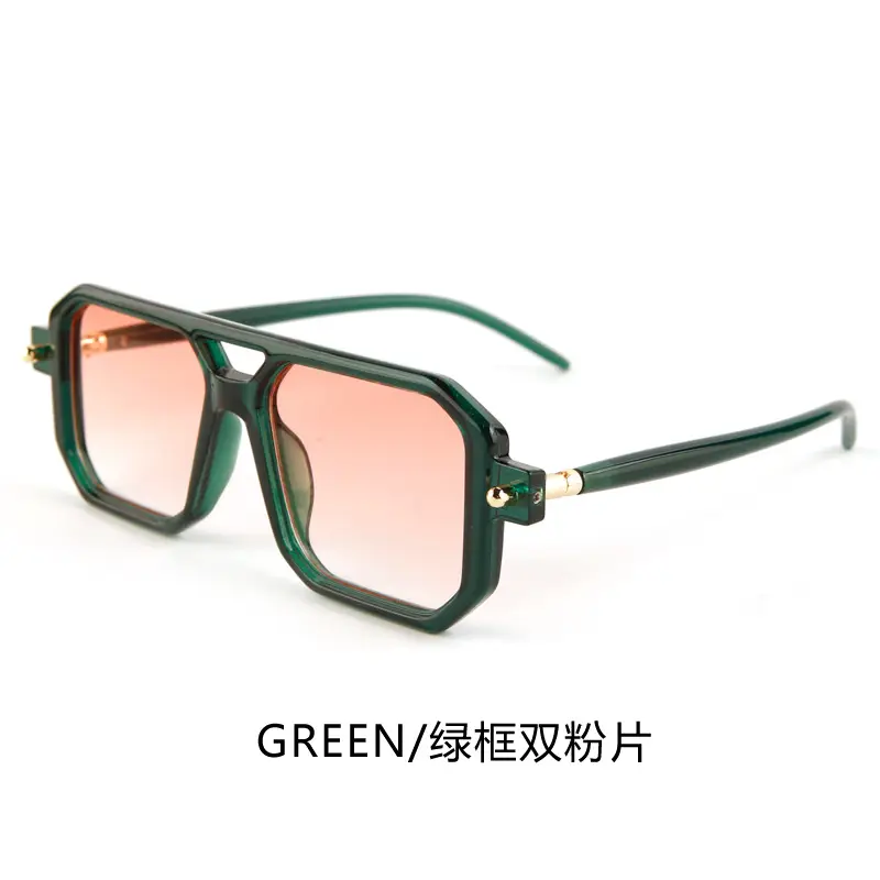 Double-Bridge Sunglasses Black Orange UV Protection - Image 5
