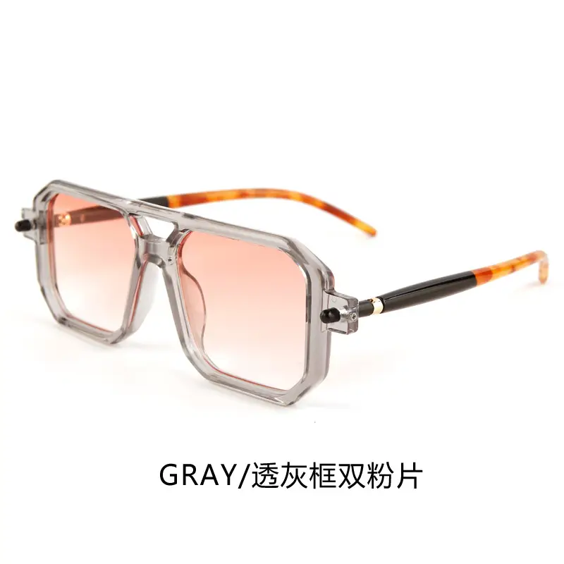 Double-Bridge Sunglasses Black Orange UV Protection - Image 7